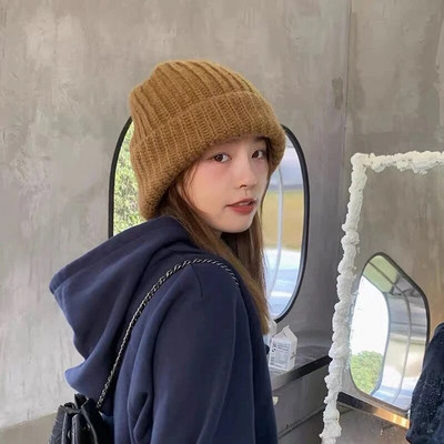 Horetongi talvine silmkoeline müts naiste korea mood Soliidne õues soe nokamüts Täiesti sobiv vabaaja elastne mugav müts 2022 uus