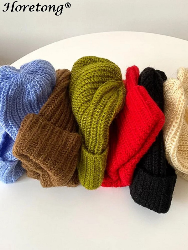 Horetongi talvine silmkoeline müts naiste korea mood Soliidne õues soe nokamüts Täiesti sobiv vabaaja elastne mugav müts 2022 uus