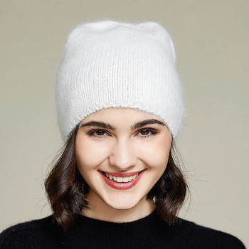 VISROVER 10 χρωμάτων μονόχρωμη γούνα κουνελιού Χειμερινό καπέλο για γυναικεία μακριά μαλλιά Ζεστό καπάκι Απλό Υψηλής ποιότητας μαλακά χειμωνιάτικα φασόλια