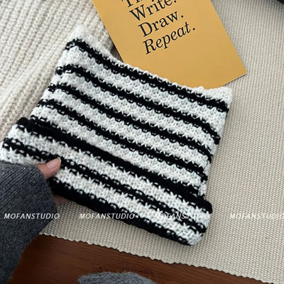 Y2K Ιαπωνικό καπέλο Beanie Ins Little Devil ριγέ πλεκτά καπέλα για γυναίκες Φθινόπωρο Χειμώνας χαριτωμένα αυτιά γάτας με μυτερό πουλόβερ γυναικείο καπέλο