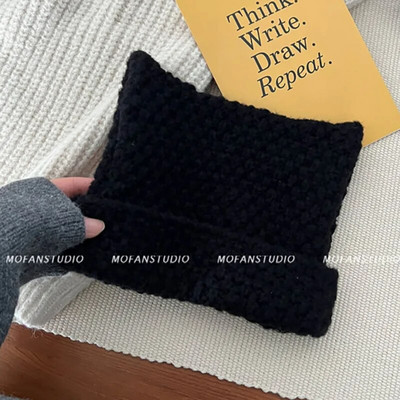 Y2K Ιαπωνικό καπέλο Beanie Ins Little Devil ριγέ πλεκτά καπέλα για γυναίκες Φθινόπωρο Χειμώνας χαριτωμένα αυτιά γάτας με μυτερό πουλόβερ γυναικείο καπέλο