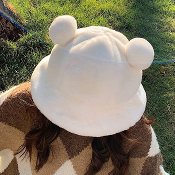 Μόδα Φθινόπωρο Καπέλο με γούνινο λεοπάρ χειμωνιάτικο καπέλο με κουβαδάκι για αυτί Μπαλάκι βελούδινο ψαράδικο καπέλο μαλακό ζεστό χοντρό καπέλο λεκάνης Καπέλο προστασίας από κάδο