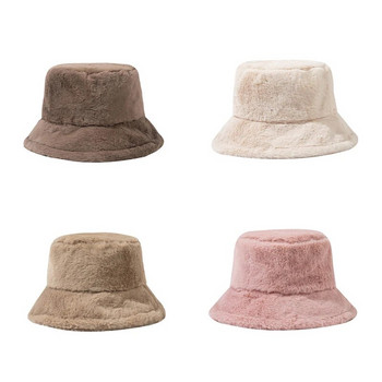 Μαλακό χειμωνιάτικο βελούδινο ζεστό καπέλο κουβά για γυναίκες κορίτσι μονόχρωμο φορητό με φαρδύ γείσο Panama καπέλο εξωτερικού χώρου αντιανεμικό καπέλο λεκάνης εκδρομής