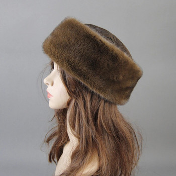 Καπέλο Ushanka Καπέλα νέας ψευδούς μάρκας Καπέλα από ψευδή βιζόν για γυναίκες Ζεστό ρωσικό χειμωνιάτικο καπέλο για γυναίκες Πολυτελές καπέλο ψευδούς μινκ από γούνα