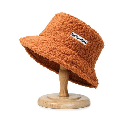 Lambavillast Unisex ämbrikübarad naistele Meestele Talvine õues päikesesirm Panama Fisherman Cap Letter Tikitud hulgimüük Chapeau