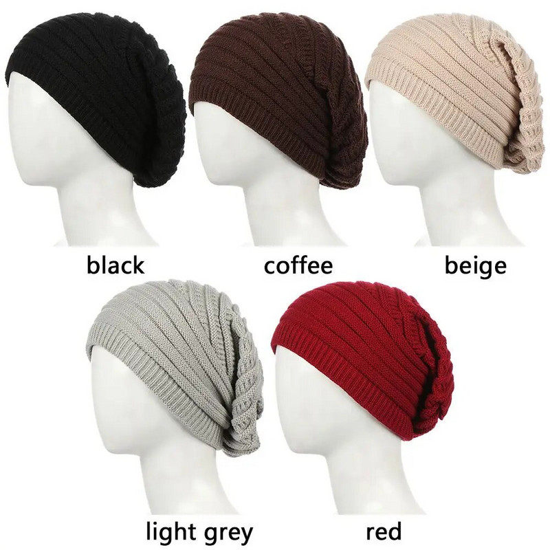 Unisex mood naiste meeste kootud villane kottis nokamüts Talvine soe ülisuur õues suusamüts Hip-hop triibuline kapott