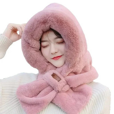 Mütsisall ühes tükis naiste sügistalvise imitatsiooniga küülikukarvad, paksendatud soe jalgrattasõit tuule- ja külmakindla kapuutsiga kael