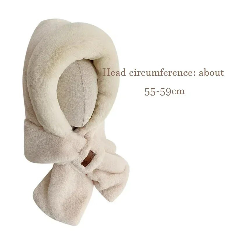 Mütsisall ühes tükis naiste sügistalvise imitatsiooniga küülikukarvad, paksendatud soe jalgrattasõit tuule- ja külmakindla kapuutsiga kael