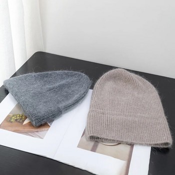 Νέα χειμερινή κορεατική έκδοση Candy Color Rabbit Fur Fashion Απλό καπέλο Baotou Γυναικείο βελούδινο θερμικό πλεκτό καπέλο κρύο καπέλο πουλόβερ