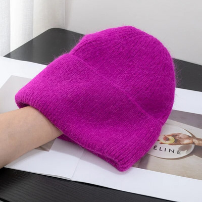 Jauna ziemas korejiešu versija Candy Krāsa Truša kažokāda Mode Vienkārša Baotou Cepure Sieviešu plīša Termiskā adīta Cepure Aukstā cepure Pulovera cepure