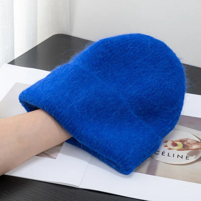 Jauna ziemas korejiešu versija Candy Krāsa Truša kažokāda Mode Vienkārša Baotou Cepure Sieviešu plīša Termiskā adīta Cepure Aukstā cepure Pulovera cepure