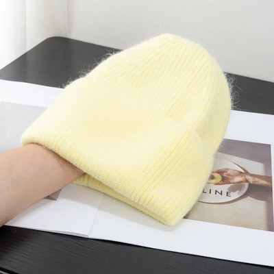 Jauna ziemas korejiešu versija Candy Krāsa Truša kažokāda Mode Vienkārša Baotou Cepure Sieviešu plīša Termiskā adīta Cepure Aukstā cepure Pulovera cepure