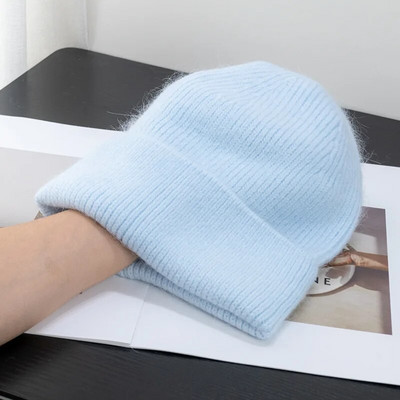 Jauna ziemas korejiešu versija Candy Krāsa Truša kažokāda Mode Vienkārša Baotou Cepure Sieviešu plīša Termiskā adīta Cepure Aukstā cepure Pulovera cepure