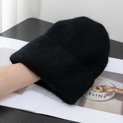 Jauna ziemas korejiešu versija Candy Krāsa Truša kažokāda Mode Vienkārša Baotou Cepure Sieviešu plīša Termiskā adīta Cepure Aukstā cepure Pulovera cepure