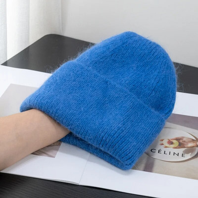 Jauna ziemas korejiešu versija Candy Krāsa Truša kažokāda Mode Vienkārša Baotou Cepure Sieviešu plīša Termiskā adīta Cepure Aukstā cepure Pulovera cepure