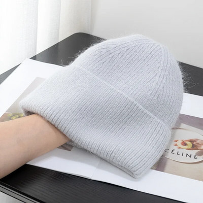 Jauna ziemas korejiešu versija Candy Krāsa Truša kažokāda Mode Vienkārša Baotou Cepure Sieviešu plīša Termiskā adīta Cepure Aukstā cepure Pulovera cepure