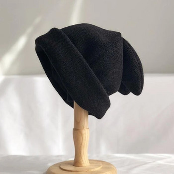 Γυναικεία μόδας Χειμερινό πλεκτό μάλλινο καπέλο χειμώνα ζεστό Καπέλο Χαριτωμένο κουνελάκι Αυτιά Προσωποποιημένα καπέλα φασολιών κυρία Καπέλα βιζόν Αξεσουάρ