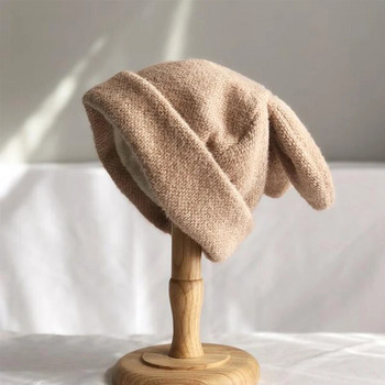 Γυναικεία μόδας Χειμερινό πλεκτό μάλλινο καπέλο χειμώνα ζεστό Καπέλο Χαριτωμένο κουνελάκι Αυτιά Προσωποποιημένα καπέλα φασολιών κυρία Καπέλα βιζόν Αξεσουάρ