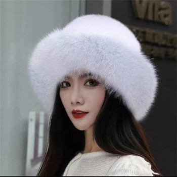 Χειμερινό γυναικείο καπέλο από ψεύτικη γούνα Lady Rabbit Fur Ζεστό καπέλο με Ωτοασπίδες από Faux Fox Fur Fur