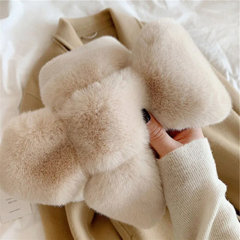 Σταυρός κασκόλ για γυναίκες Φθινόπωρο Χειμώνας Διατηρήστε ζεστό Χοντρό λούτρινο γιακά μονόχρωμο ψεύτικο γούνα κουνελιού Φουλάρια Snood πιο ζεστό δώρο για κορίτσι
