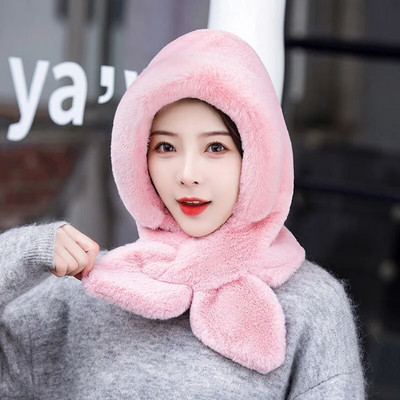 Shu vates maska integrēta cepure sieviete ziemas riteņbraukšana, silta un vēja necaurlaidīga rudens un ziemas lāča cepure šalle Ziemas kakla šalle