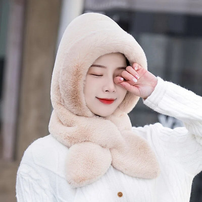 Shu vates maska integrēta cepure sieviete ziemas riteņbraukšana, silta un vēja necaurlaidīga rudens un ziemas lāča cepure šalle Ziemas kakla šalle