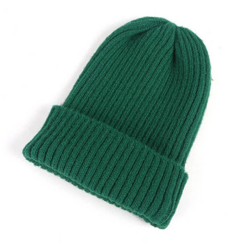 2023 Νέα χειμωνιάτικα καπέλα για γυναίκες Ανδρικά πλεκτά μονόχρωμα Καπάκι ρολογιού για κορίτσια Skullies Beanies Γυναικείο ζεστό χειμωνιάτικο καπό Casual καπέλο
