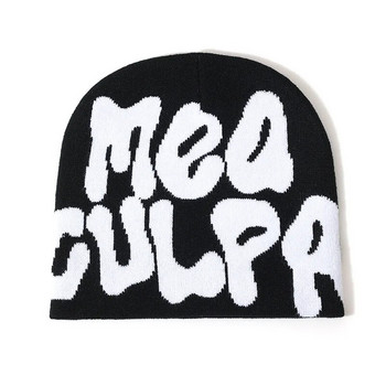 2023 Νέος σχεδιαστής Y2k Meaculpa Knitted Beanie Cap Chapeau Femme Fashion Streetwear Mea Culpa Χειμερινά μάλλινα καπέλα για γυναίκες άνδρες