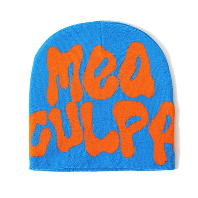 2023 нов дизайнер Y2k Meaculpa плетена шапка с шапка Chapeau Femme Fashion Streetwear Mea Culpa Зимни вълнени шапки за жени Мъже