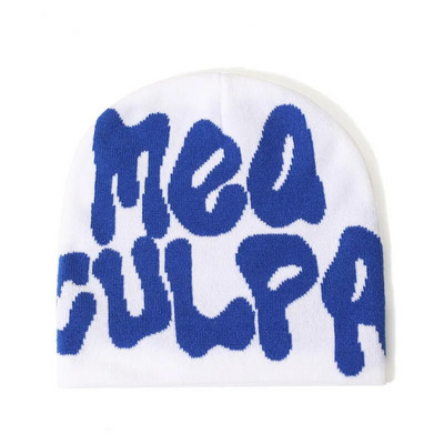 2023 нов дизайнер Y2k Meaculpa плетена шапка с шапка Chapeau Femme Fashion Streetwear Mea Culpa Зимни вълнени шапки за жени Мъже