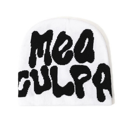 2023 нов дизайнер Y2k Meaculpa плетена шапка с шапка Chapeau Femme Fashion Streetwear Mea Culpa Зимни вълнени шапки за жени Мъже