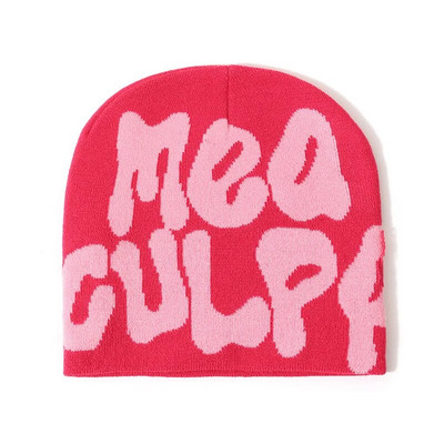 2023 нов дизайнер Y2k Meaculpa плетена шапка с шапка Chapeau Femme Fashion Streetwear Mea Culpa Зимни вълнени шапки за жени Мъже