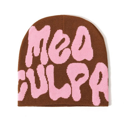 2023 нов дизайнер Y2k Meaculpa плетена шапка с шапка Chapeau Femme Fashion Streetwear Mea Culpa Зимни вълнени шапки за жени Мъже