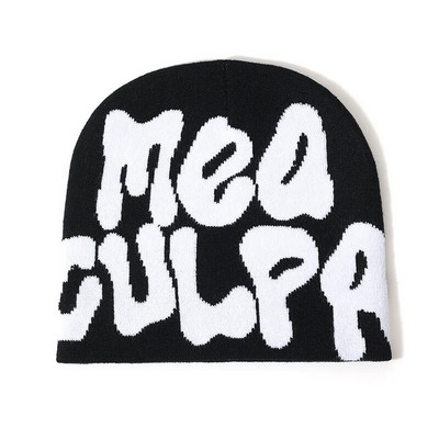 2023 нов дизайнер Y2k Meaculpa плетена шапка с шапка Chapeau Femme Fashion Streetwear Mea Culpa Зимни вълнени шапки за жени Мъже