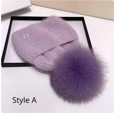 Jaunums Cepurēs Īstas lapsu kažokādas Cepures Sieviešu āra siltas Skullies Beanie Ziemas cepure sievietēm Truša trikotāžas biezā cepure Ziemassvētki