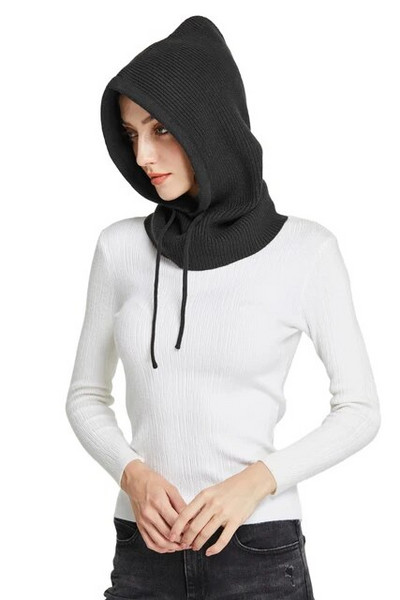 Sparsil Unisex πλεκτό κασκόλ Καπέλο με κουκούλα Γυναικείο κασμίρ Beanie Bonnet Γυναικείο μάλλινο λαιμό & πρόσωπο Balaclava Skullies Ανδρικές κουκούλες