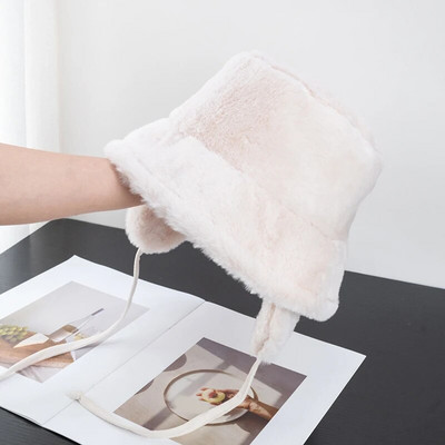 Ausu aizsargcepures Sieviešu ziemas mežģīņu plīša cepures ar platām malām Siltas vēja necaurlaidīgas aukstumizturīgas kažokādas cepure Retro cieta zvejnieka cepure