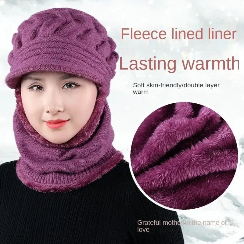 Koraļļu vilnas ziemas cepure Beanies sieviešu cepure Šalle silta elpojoša vilnas trikotāžas cepure sievietēm divslāņu aizsargcepures