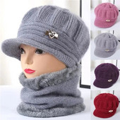 Trikotāžas Cepure Sieviešu Siltas Ziemas Cepures Sievietēm Sieviešu Beanie Girls Skullies Femme SnapBack Silta plīša cepure Sombrero Mujer šalles komplekts