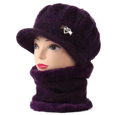 Trikotāžas Cepure Sieviešu Siltas Ziemas Cepures Sievietēm Sieviešu Beanie Girls Skullies Femme SnapBack Silta plīša cepure Sombrero Mujer šalles komplekts