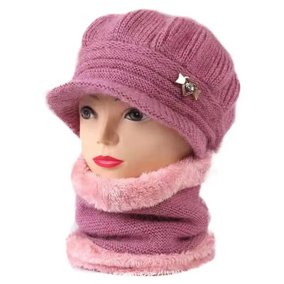 Trikotāžas Cepure Sieviešu Siltas Ziemas Cepures Sievietēm Sieviešu Beanie Girls Skullies Femme SnapBack Silta plīša cepure Sombrero Mujer šalles komplekts