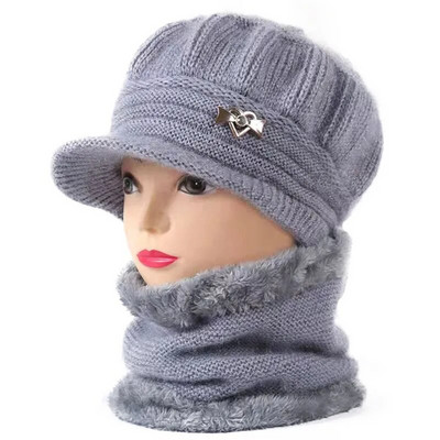 Trikotāžas Cepure Sieviešu Siltas Ziemas Cepures Sievietēm Sieviešu Beanie Girls Skullies Femme SnapBack Silta plīša cepure Sombrero Mujer šalles komplekts