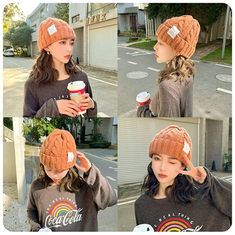 Ins Fashion Beanie Müts naistele Niit Kootud müts hiphop Beanies Skullies Mütsid Kommid Värvid Paar Suusamütsi soe villane kapoti