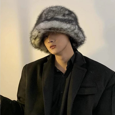 2023. gada liela mākslīgās kažokādas pūkaina kausa cepure sievietēm Luksusa plīša ziemas cepure, bieza sniega lielizmēra kažokādas cepure Mīksta, liela Panamas cepure