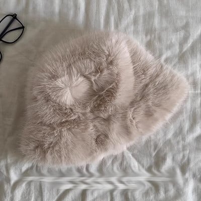 2023. gada liela mākslīgās kažokādas pūkaina kausa cepure sievietēm Luksusa plīša ziemas cepure, bieza sniega lielizmēra kažokādas cepure Mīksta, liela Panamas cepure