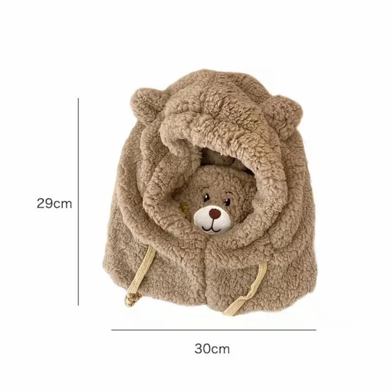Karikatūra Bear Ear Lamb Beanie cepure ar masku silta balaclava ziemai sabiezināta ausu aizsardzība rudens skullies pupiņas sievietēm meitenei