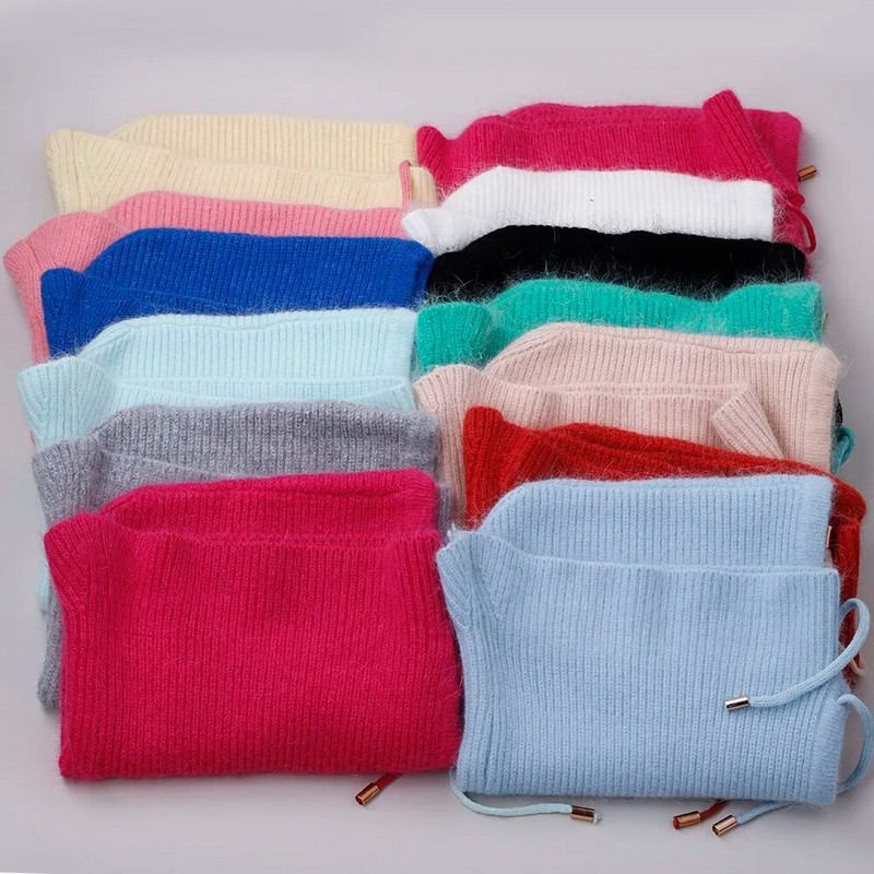 2022 JAUNA Ziemas cepure Īstas truša kažokādas ziemas cepures sievietēm Modes siltas cepures Uzlabota biezināta pagarināta pulovera šalles cepure