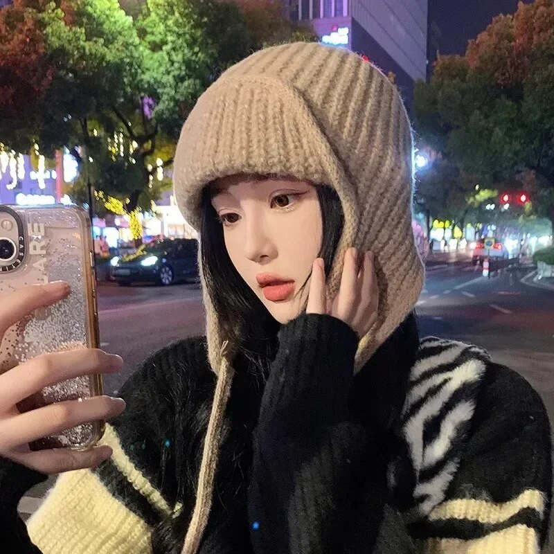 2023. gada modes trikotāžas cepure sievietēm vīriešiem, ziemas, adīta, ausu atloka.