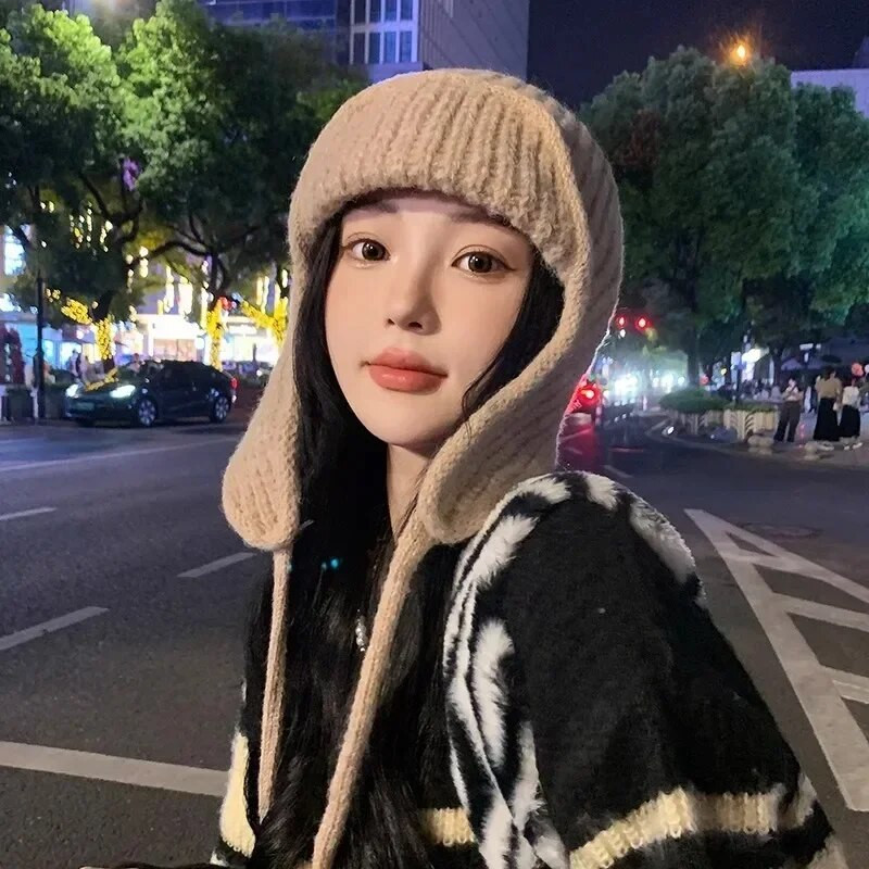 2023. gada modes trikotāžas cepure sievietēm vīriešiem, ziemas, adīta, ausu atloka.