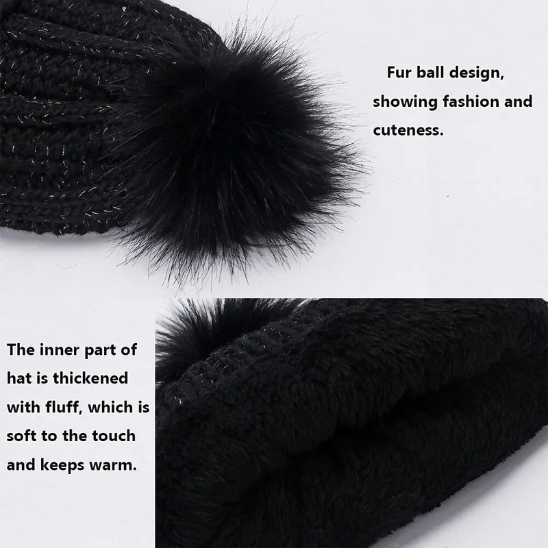 Talvine naiste naiste villane paks kootud müts ja sall, kootud villane soe